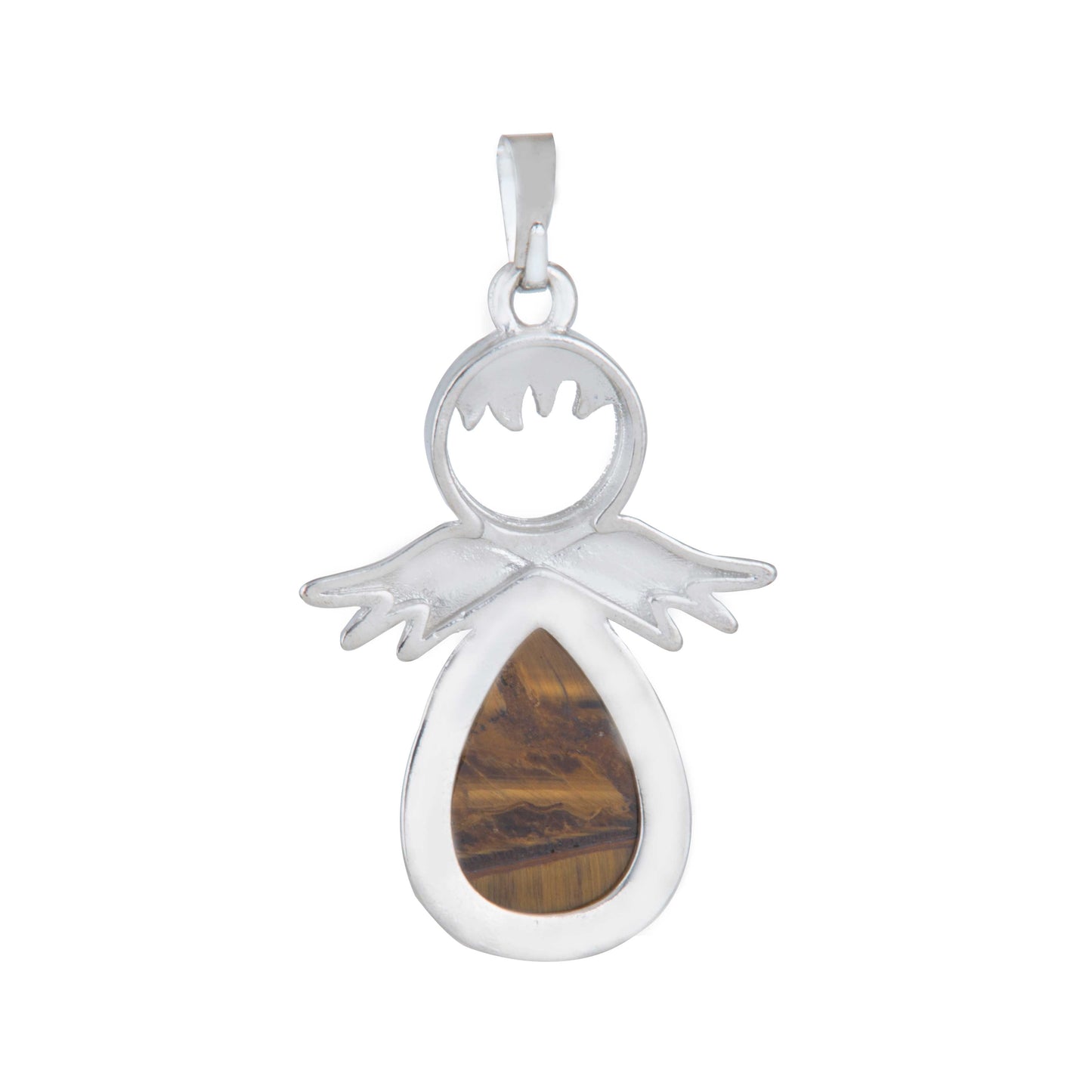 Natural Tigers Eye Drop Crystal Pendant in metal