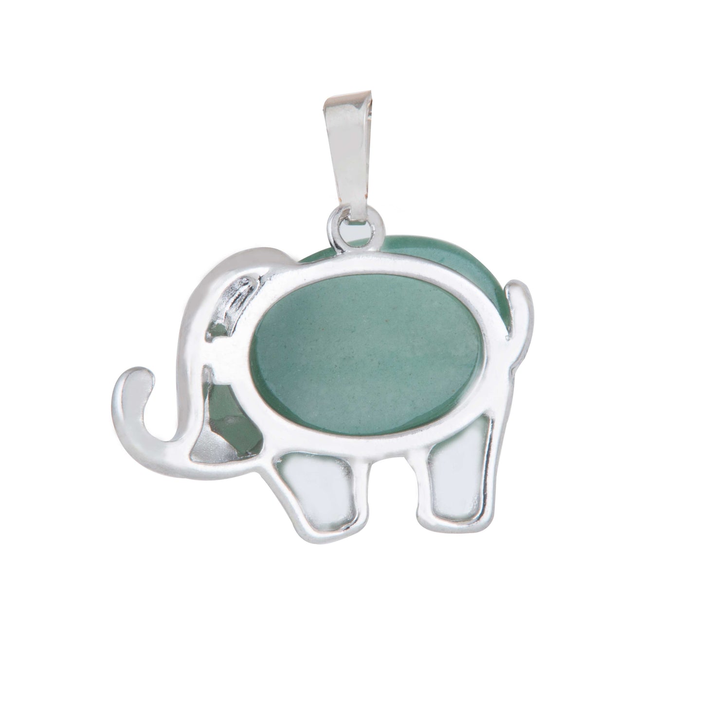 Natural Green Aventurine Elephant Crystal Pendant in metal