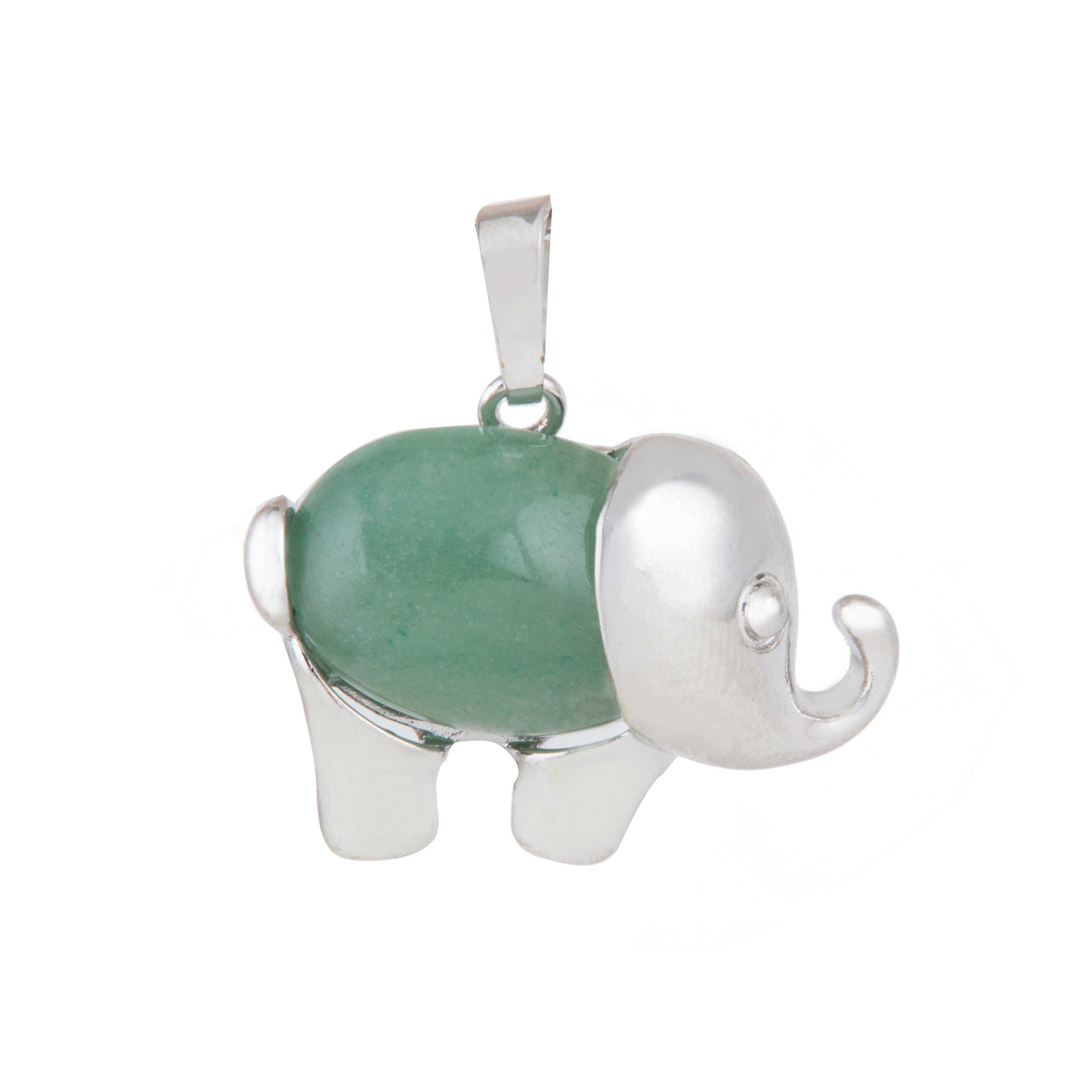 Natural Green Aventurine Elephant Crystal Pendant in metal