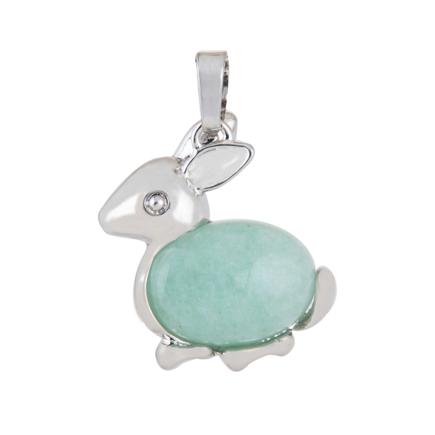 Natural Green Aventurine Rabbit Crystal Pendant in metal