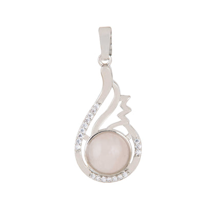 Natural Rose Quartz Drop Crystal Pendant in metal