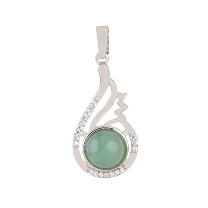 Natural Green Aventurine Round Crystal Pendant in metal