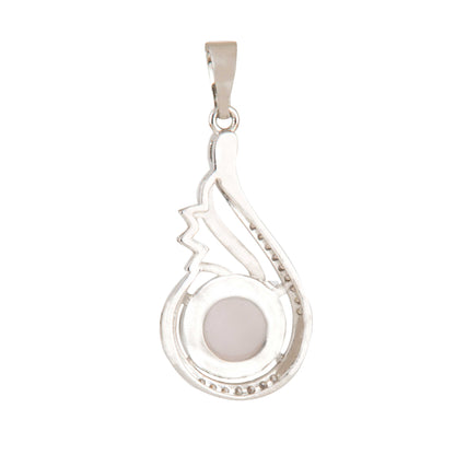 Natural Rose Quartz Drop Crystal Pendant in metal