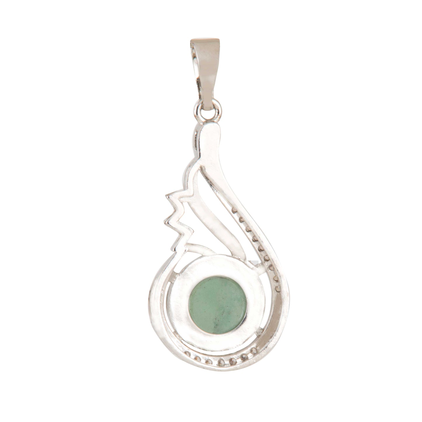 Natural Green Aventurine Round Crystal Pendant in metal