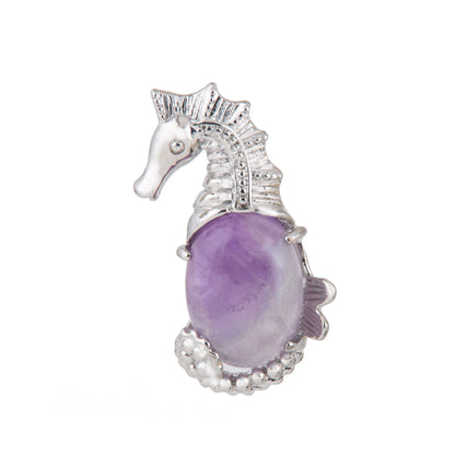 Natural Amethyst Unicorn Crystal Pendant in metal