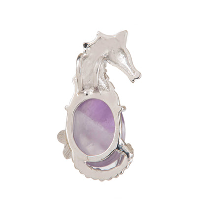 Natural Amethyst Unicorn Crystal Pendant in metal