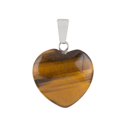 Natural Tigers Eye Heart Crystal Pendant in metal