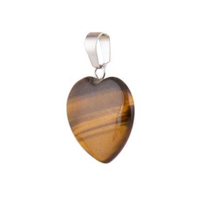 Natural Tigers Eye Heart Crystal Pendant in metal