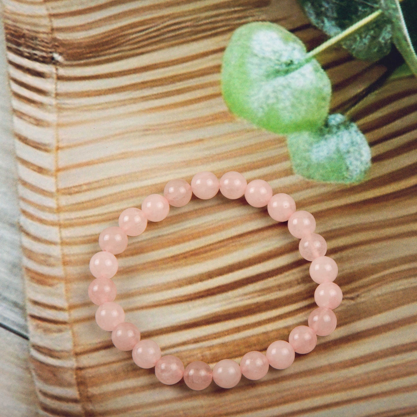 Natural Rose Quartz 8 mm Beads in stretchable Bracelet for Men and Women