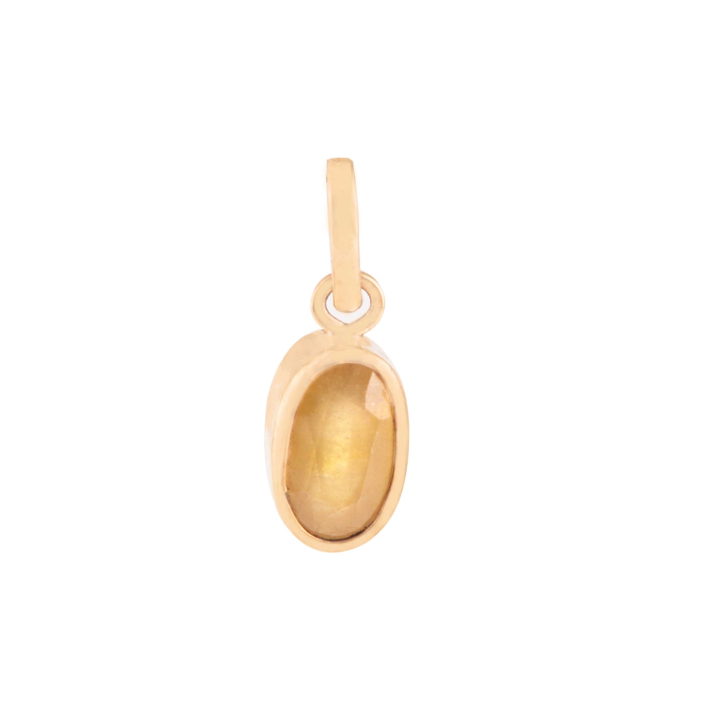 Yellow Sapphire Gemstone Pendant 8.06 Carat in Panch Dhatu | Natural & Certified |  Unisex Both for Men & Women