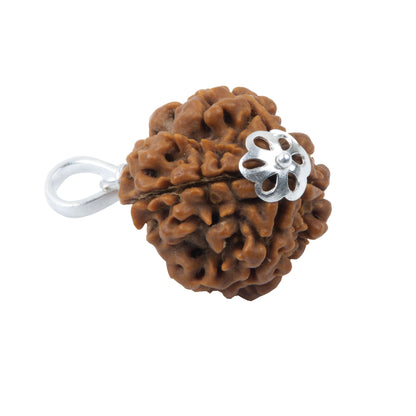 Four Mukhi Rudraksha with 925 Silver Pandant Unisex Both for Men & Women