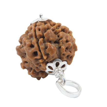 Four Mukhi Rudraksha with 925 Silver Pandant Unisex Both for Men & Women