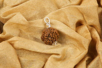 Four Mukhi Rudraksha with 925 Silver Pandant Unisex Both for Men & Women