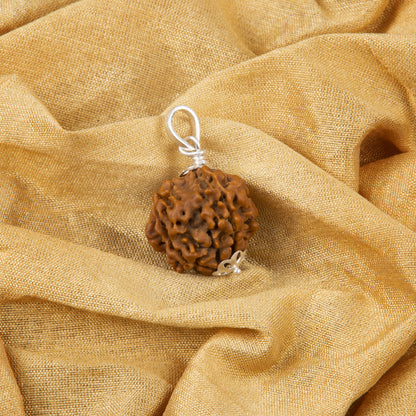 Four Mukhi Rudraksha with 925 Silver Pandant Unisex Both for Men & Women