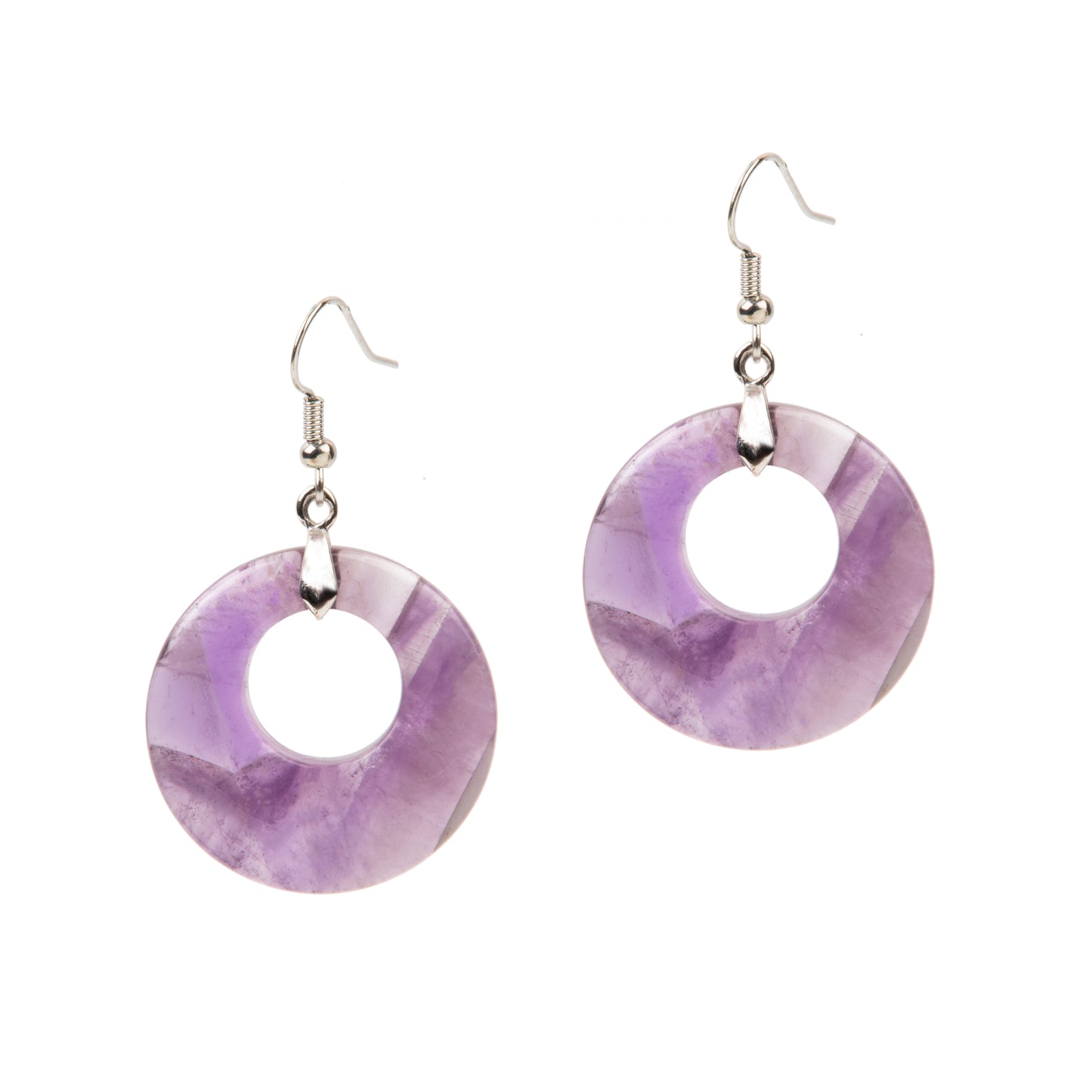 Natural Amethyst Crystal earring in metal  For Women