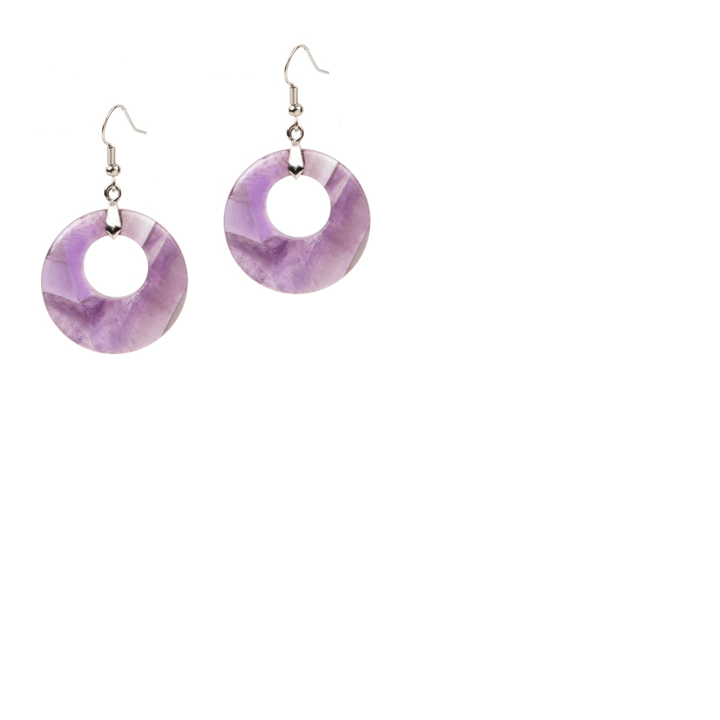 Natural Amethyst Crystal earring in metal  For Women