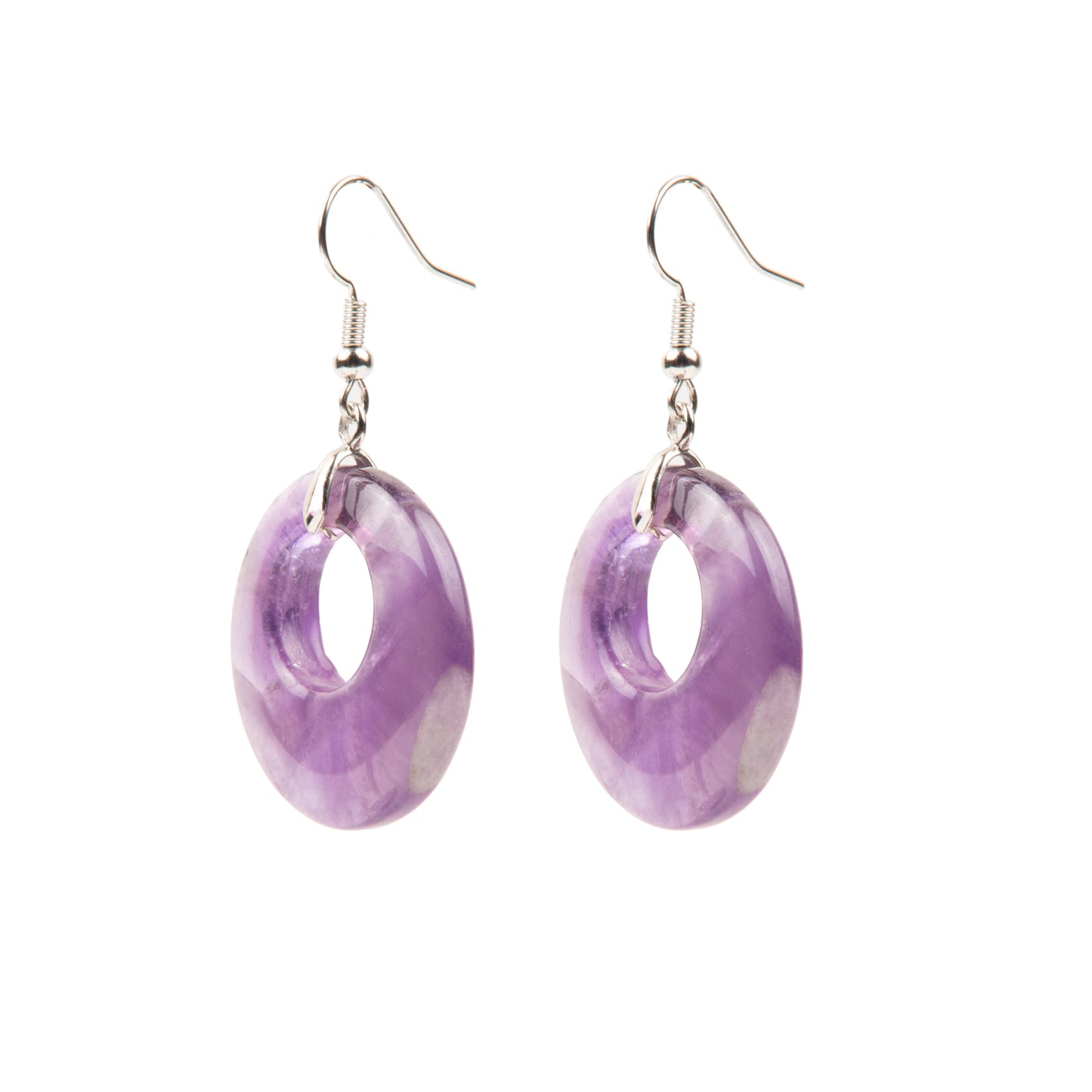 Natural Amethyst Crystal earring in metal  For Women