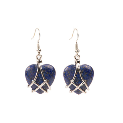 Natural Lapis Lazulli Crystal earring in metal  For Women