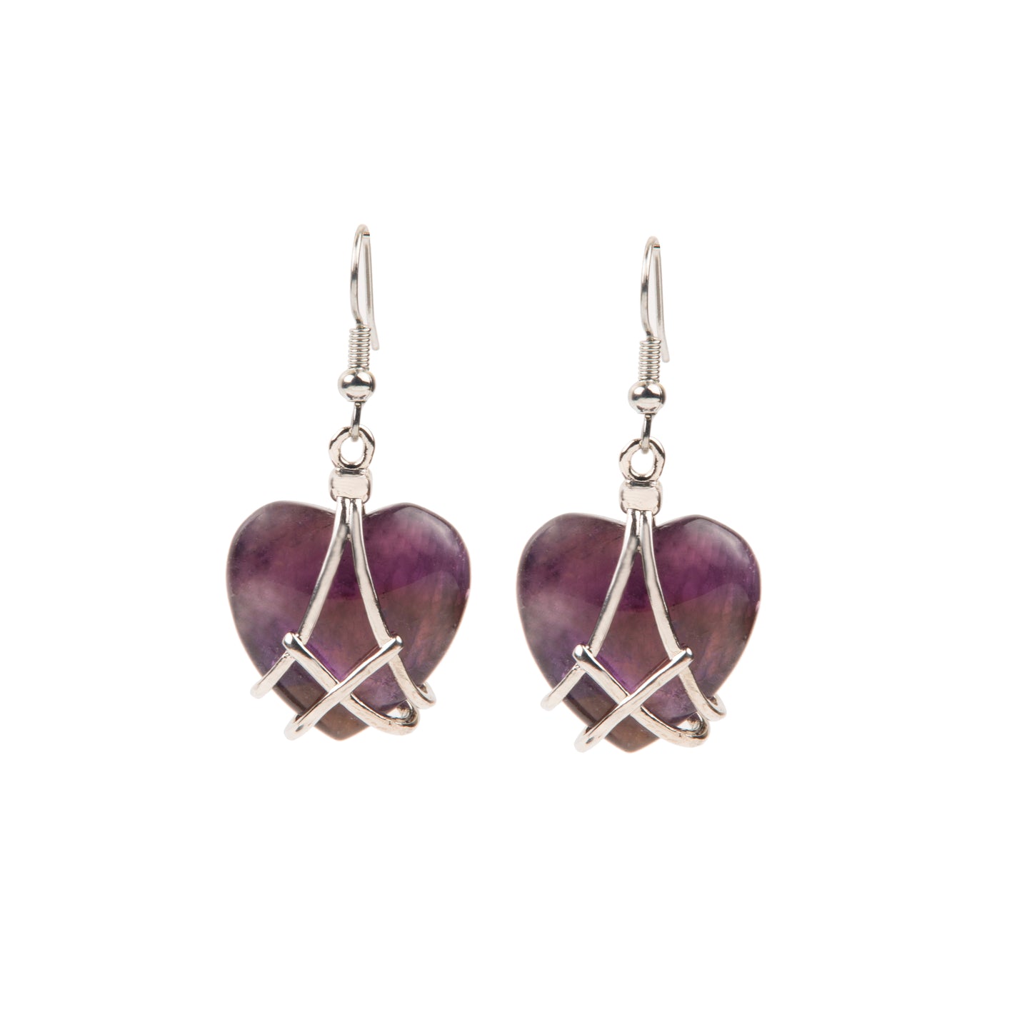 Natural Amethyst Crystal earring in metal For Women