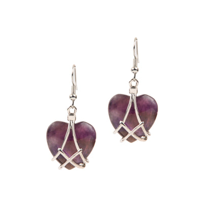 Natural Amethyst Crystal earring in metal For Women