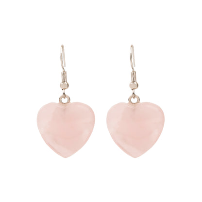 Natural Rose Quartz Crystal earring in metal  For Women