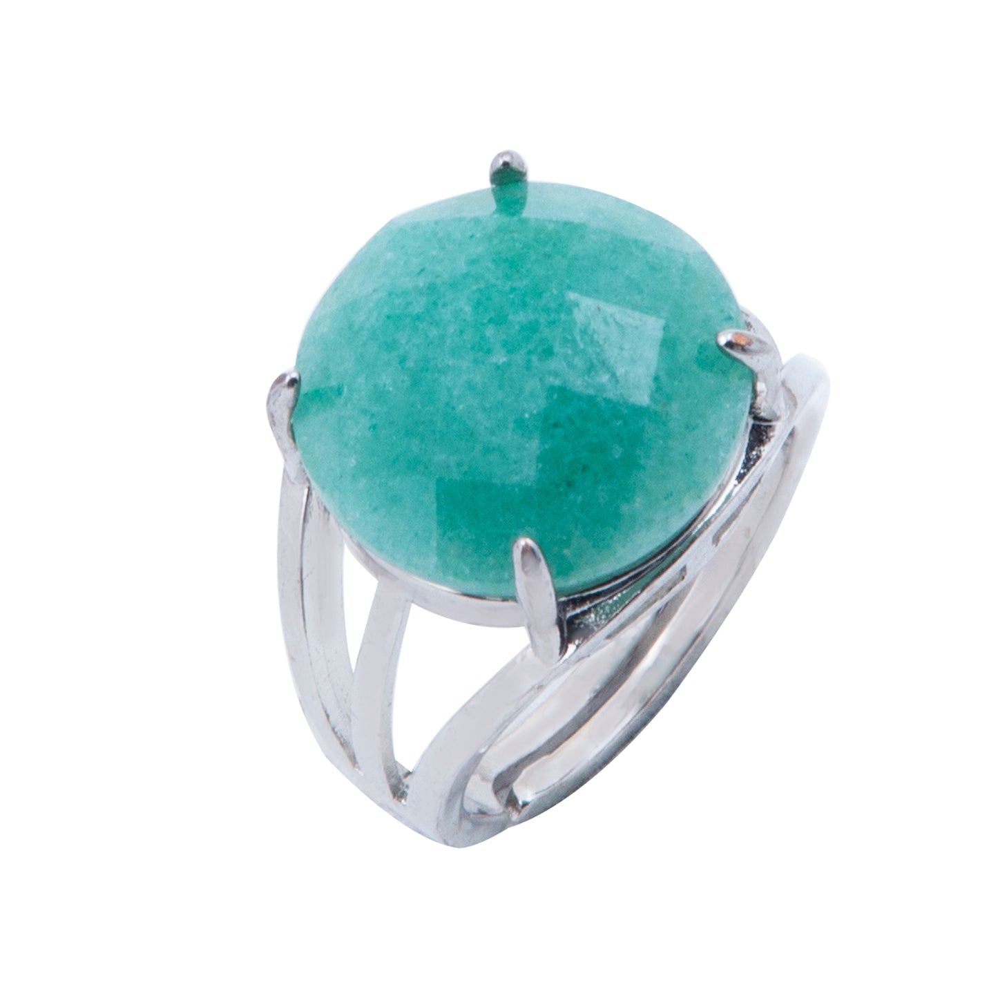 Natural Green Aventurine Crystal ring in metal with Adjustable Size For Men And Women