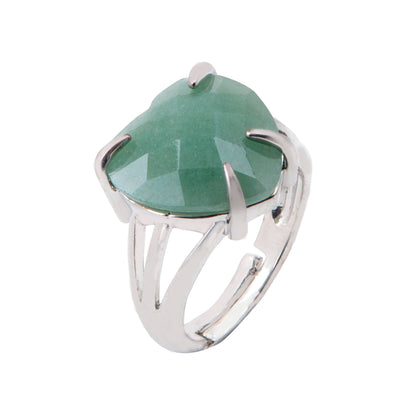 Natural Green Aventurine Crystal ring in metal with Adjustable Size For Men And Women