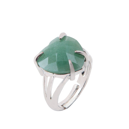 Natural Green Aventurine Crystal ring in metal with Adjustable Size For Men And Women