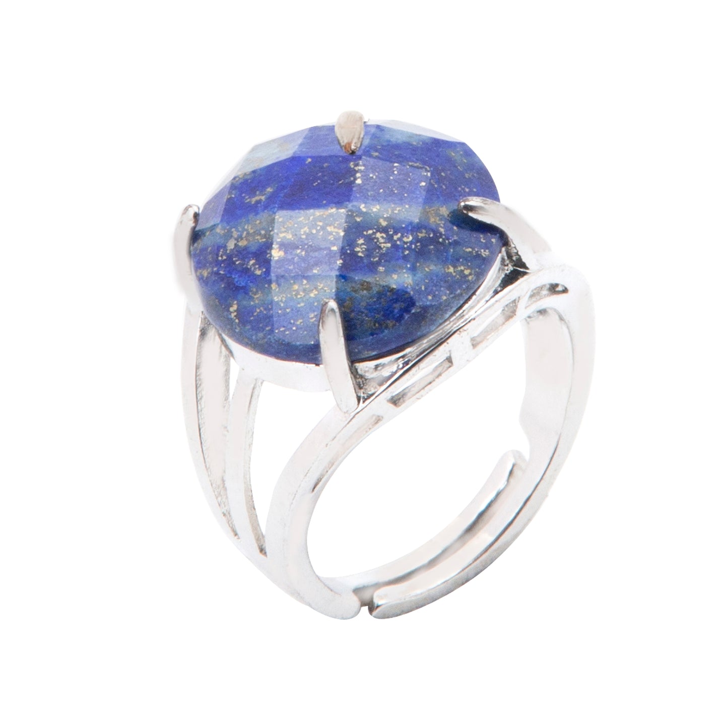 Natural Lapis Lazulli Crystal ring in metal with Adjustable Size For Men And Women