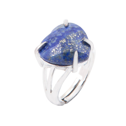 Natural Lapis Lazulli Crystal ring in metal with Adjustable Size For Men And Women