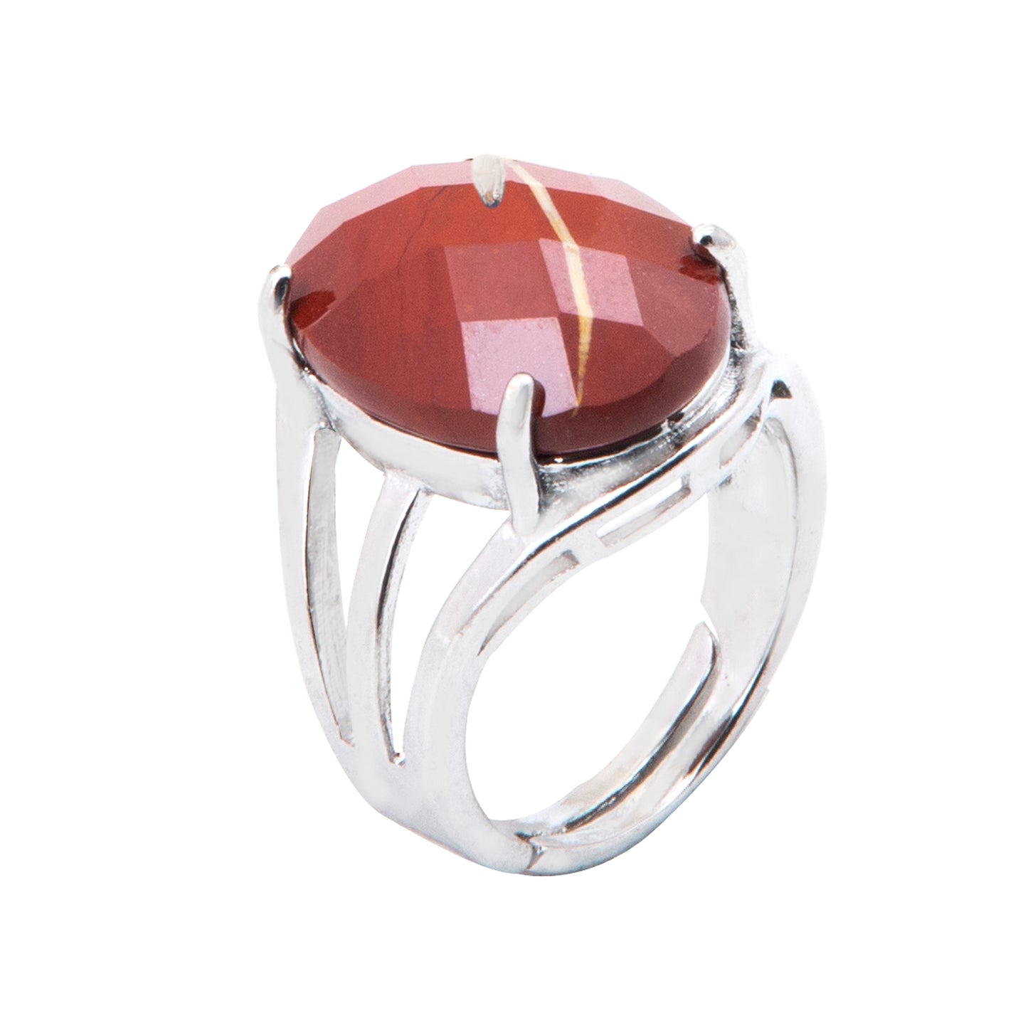 Natural Red Jasper Crystal ring in metal with Adjustable Size For Men And Women