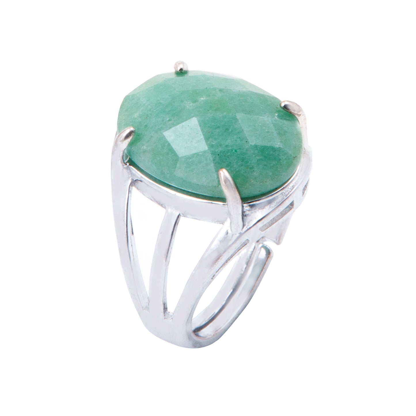 Natural Green Aventurine Crystal ring in metal with Adjustable Size For Men And Women