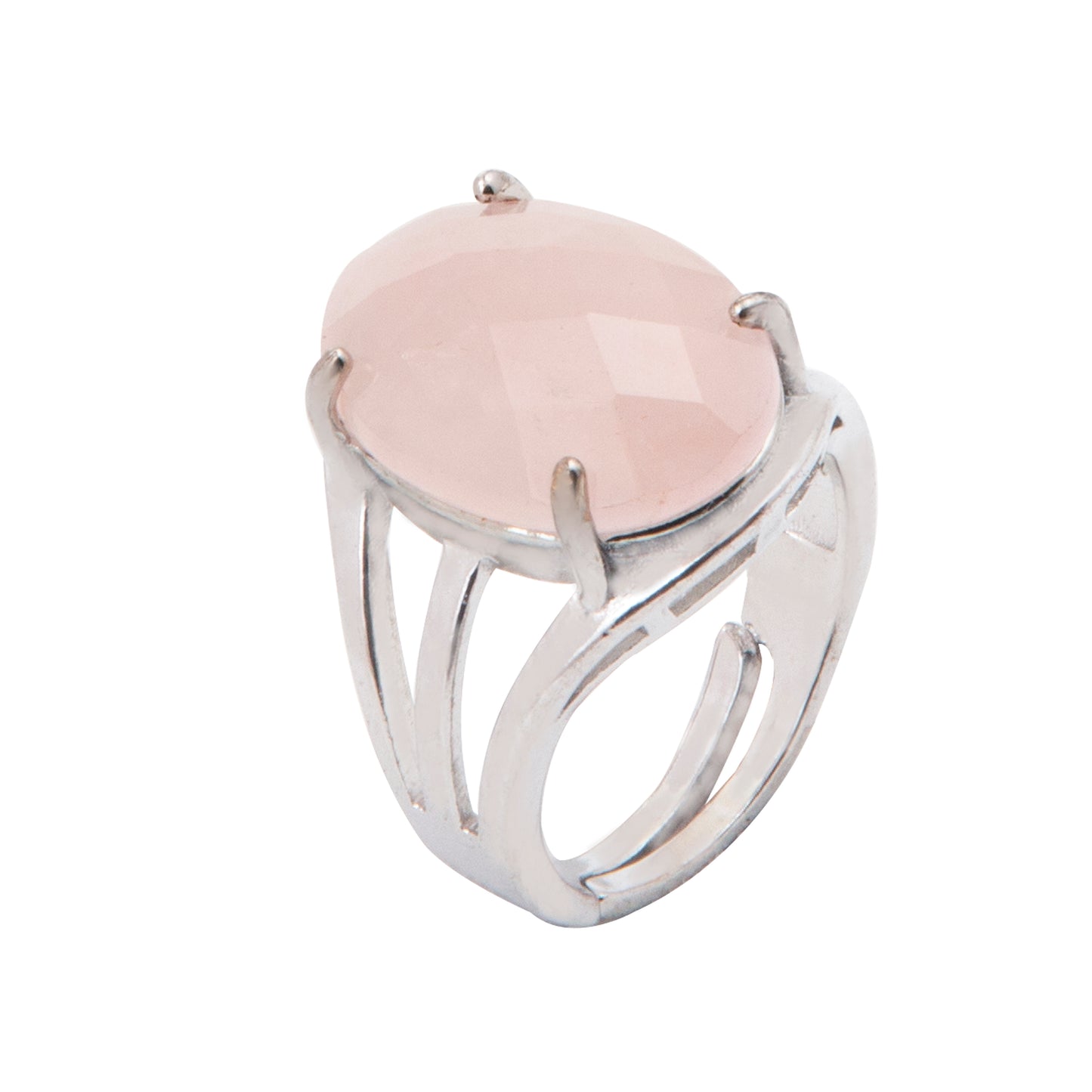 Natural Rose Quartz Crystal ring in metal with Adjustable Size For Men And Women