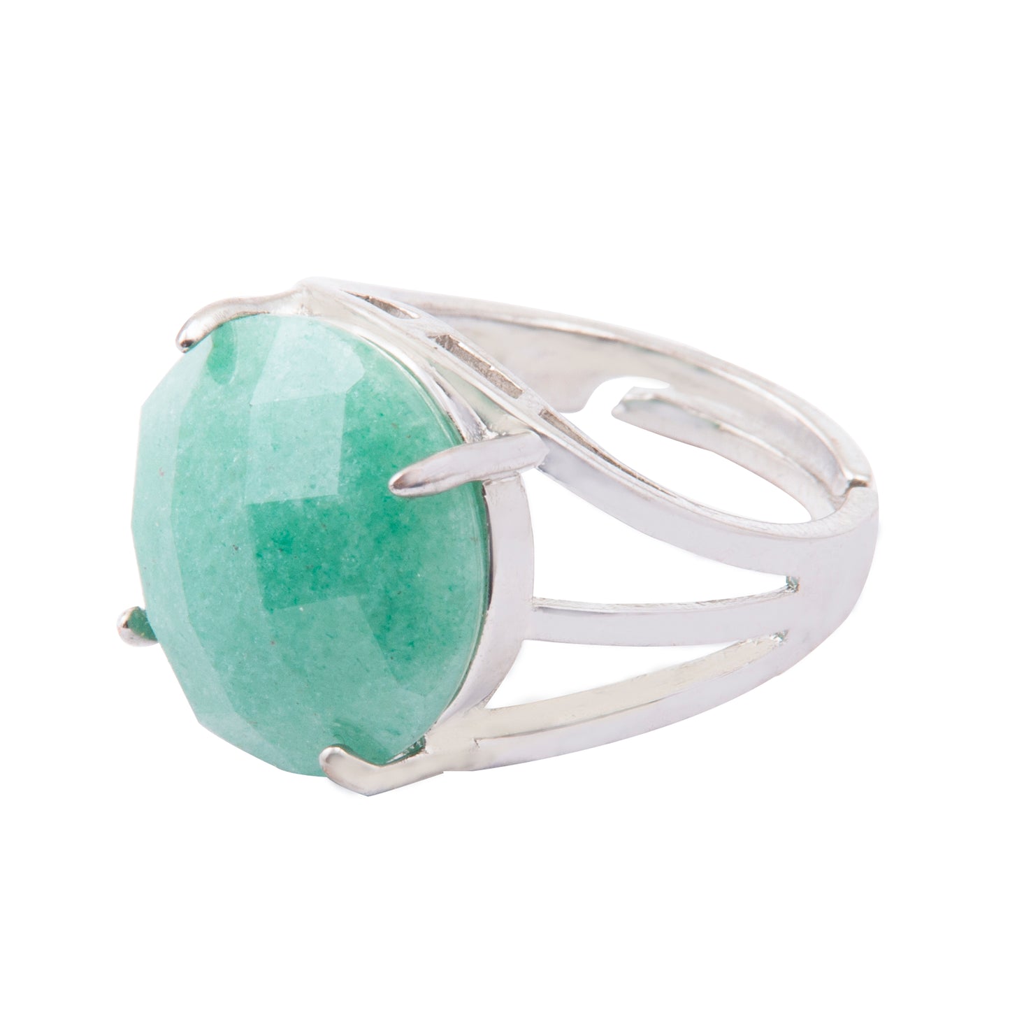 Natural Green Aventurine Crystal ring in metal with Adjustable Size For Men And Women