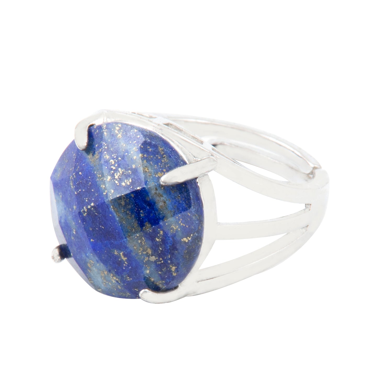 Natural Lapis Lazulli Crystal ring in metal with Adjustable Size For Men And Women