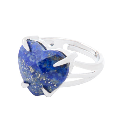 Natural Lapis Lazulli Crystal ring in metal with Adjustable Size For Men And Women