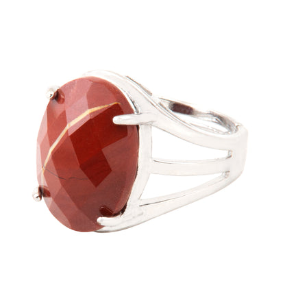 Natural Red Jasper Crystal ring in metal with Adjustable Size For Men And Women