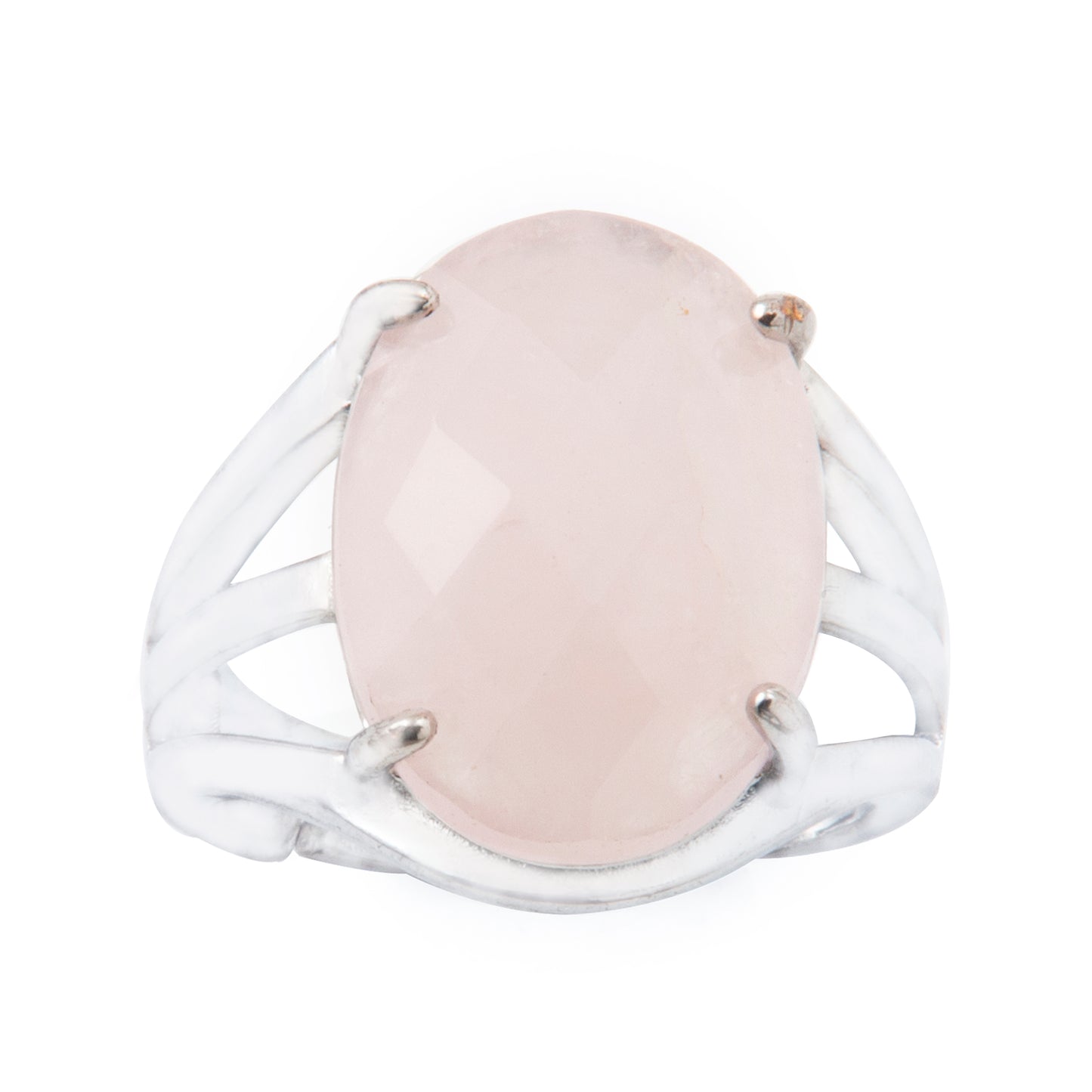 Natural Rose Quartz Crystal ring in metal with Adjustable Size For Men And Women