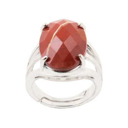 Natural Red Jasper Crystal ring in metal with Adjustable Size For Men And Women