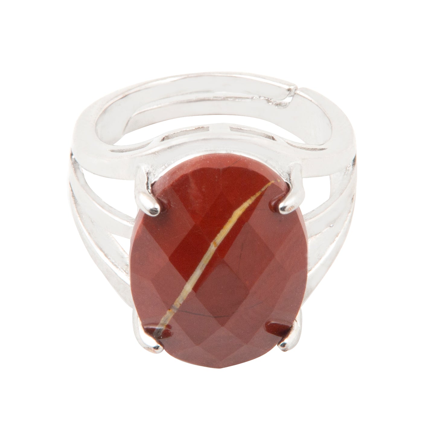 Natural Red Jasper Crystal ring in metal with Adjustable Size For Men And Women