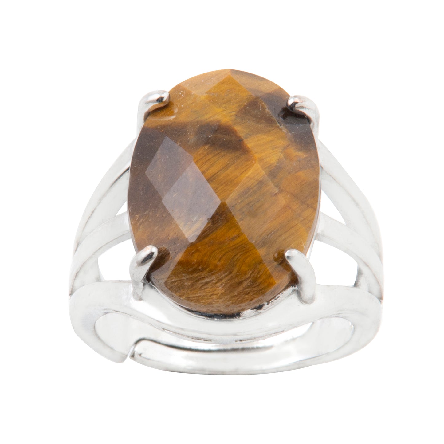 Natural Tigers Eye Crystal ring in metal with Adjustable Size For Men And Women