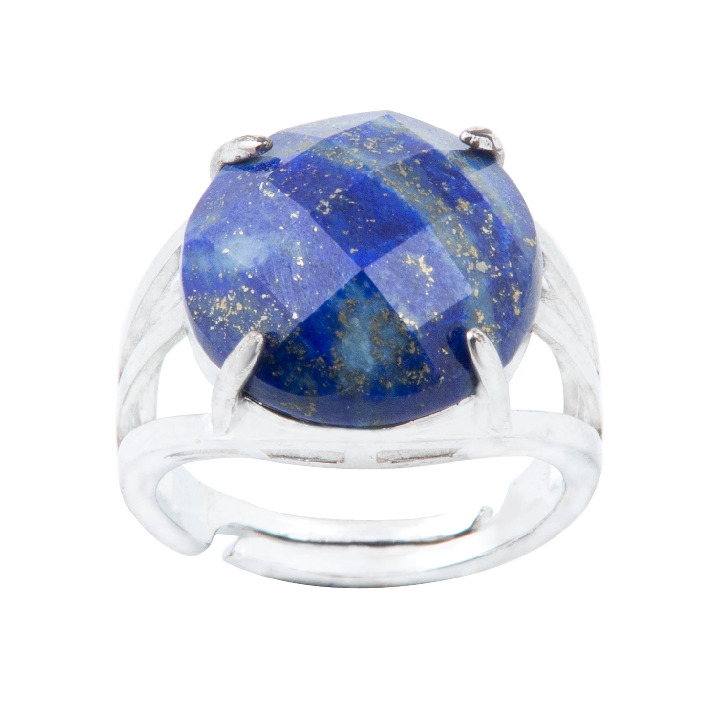 Natural Lapis Lazulli Crystal ring in metal with Adjustable Size For Men And Women