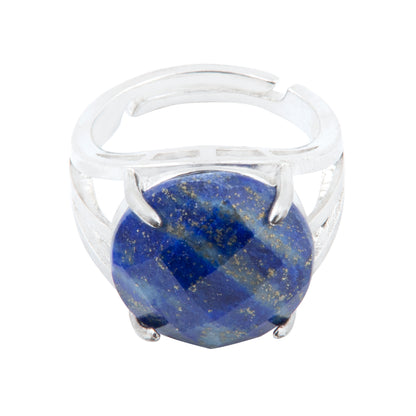 Natural Lapis Lazulli Crystal ring in metal with Adjustable Size For Men And Women