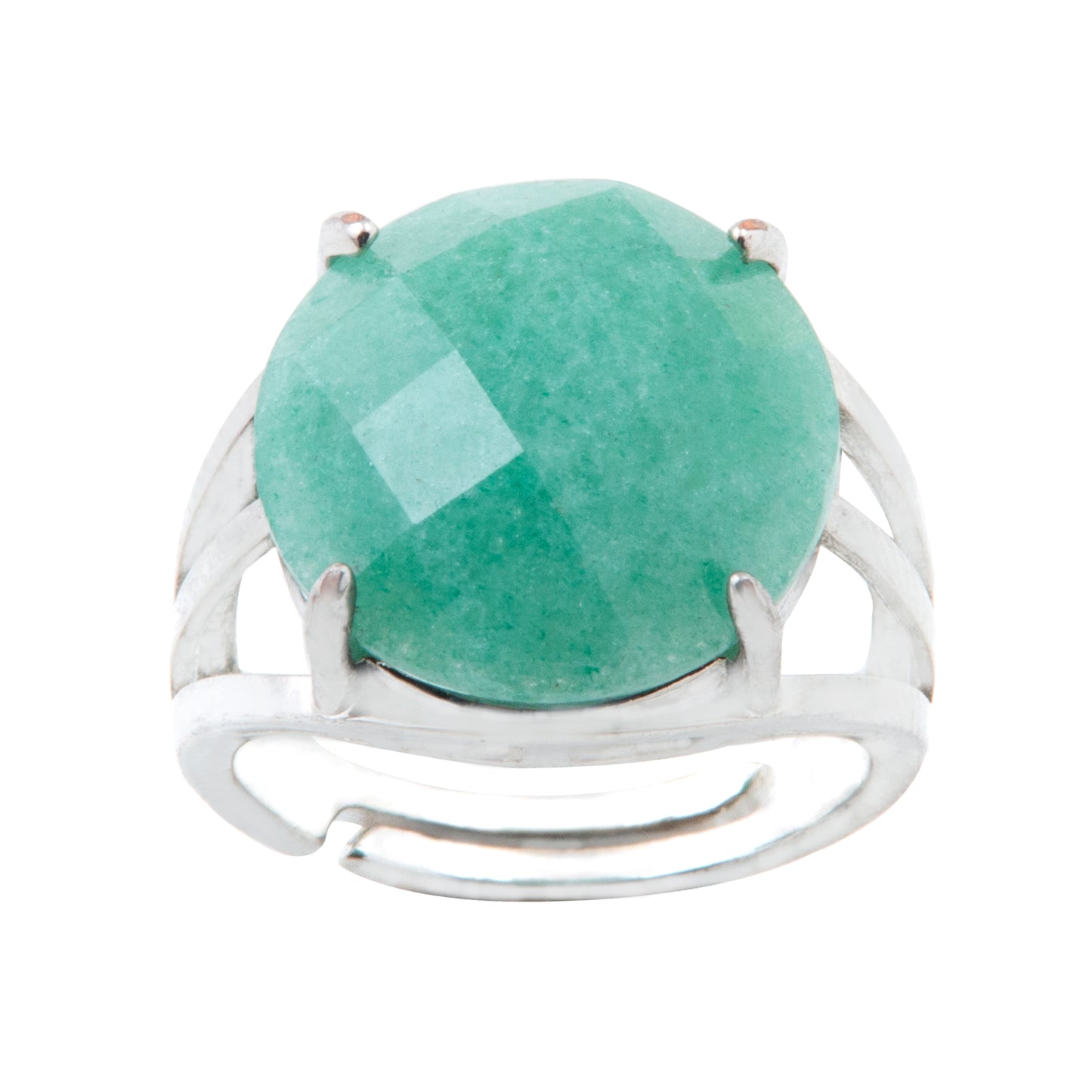 Natural Green Aventurine Crystal ring in metal with Adjustable Size For Men And Women