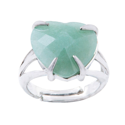 Natural Green Aventurine Crystal ring in metal with Adjustable Size For Men And Women