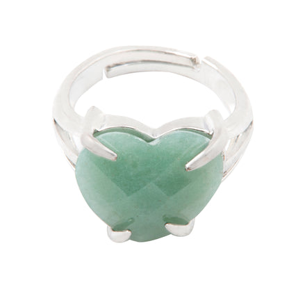 Natural Green Aventurine Crystal ring in metal with Adjustable Size For Men And Women