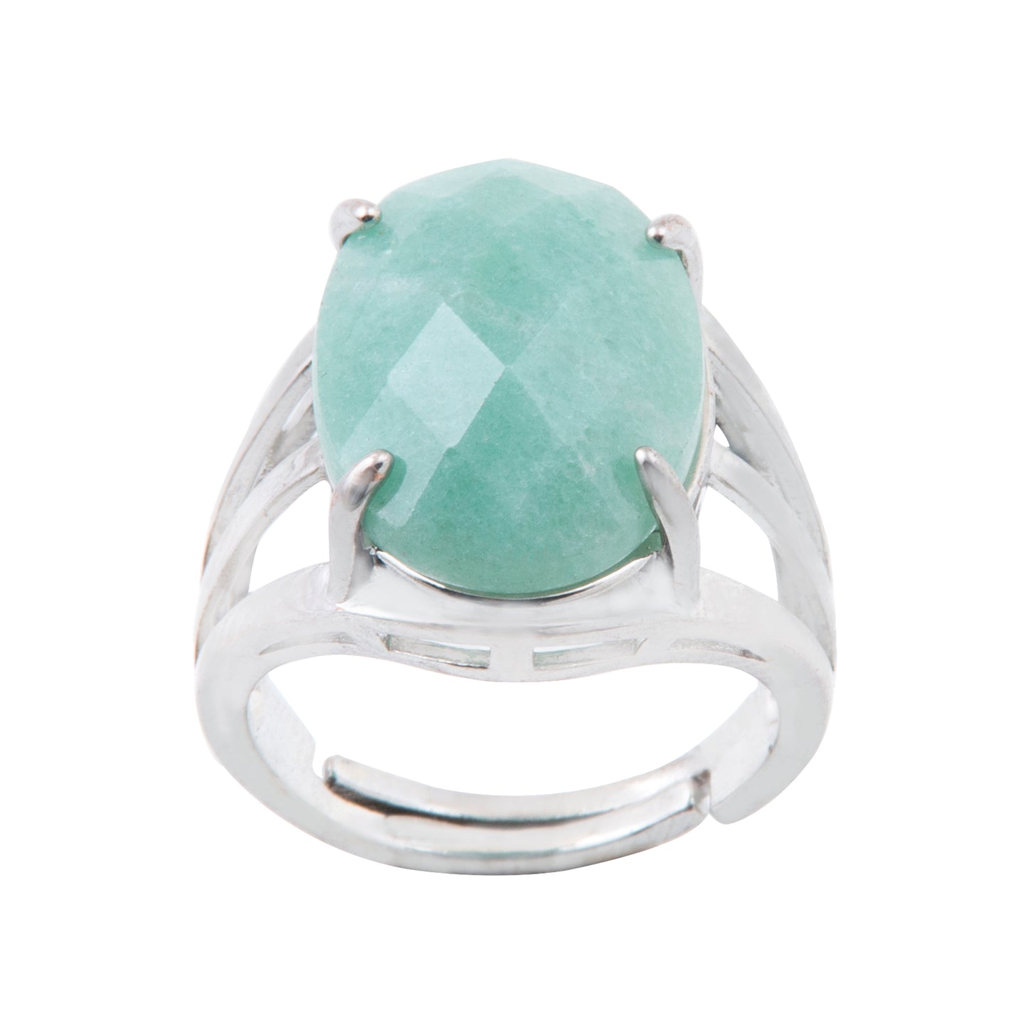 Natural Green Aventurine Crystal ring in metal with Adjustable Size For Men And Women