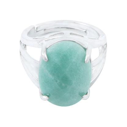 Natural Green Aventurine Crystal ring in metal with Adjustable Size For Men And Women