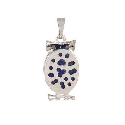 Natural Lapis Lazulli Owl Crystal Pendant in metal